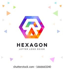 Creative Hosting Space Logo Colorful Mosaic and Hexagon Pattern Icon Design template Element for Your Company Business 