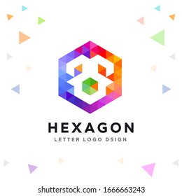 Creative Hosting Space Logo Colorful Mosaic and Hexagon Pattern Icon Design template Element for Your Company Business 