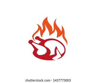 Creative Hot Chicken Fire Logo Design Symbol Vector Illustration
