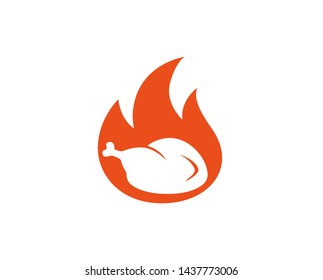 Creative Hot Chicken Fire Logo Design Symbol Vector Illustration