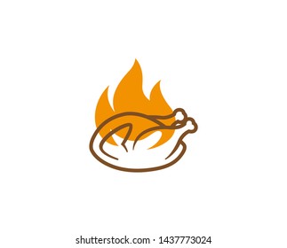 Creative Hot Chicken Fire Logo Design Symbol Vector Illustration