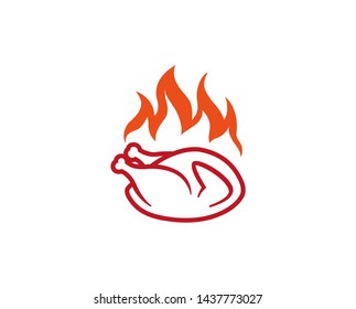 Creative Hot Chicken Fire Logo Design Symbol Vector Illustration