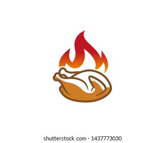 Creative Hot Chicken Fire Logo Design Symbol Vector Illustration