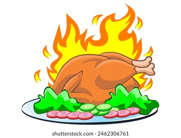 Creative Hot Chicken Fire Logo Design Symbol Vector Illustration