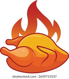 Ilustración vectorial creativa del símbolo del diseño del logotipo del fuego del pollo