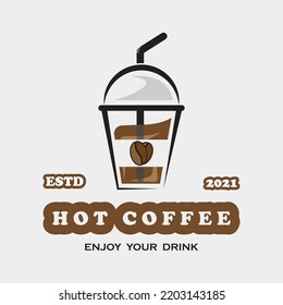 creative hot coffee drink and coffee milk logo vector illustration design