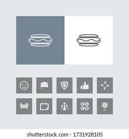 Creative Hot Dog Line Icon with Bonus Icons. 