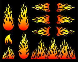 Creative Hot Fire Flame Design Elements Collection Isolated