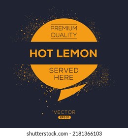 Bebida creativa (Hot Lemon), Pegatina de limón caliente, ilustración vectorial.