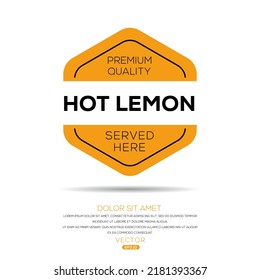 Creative (Hot lemon) drink, Hot lemon sticker, vector illustration.