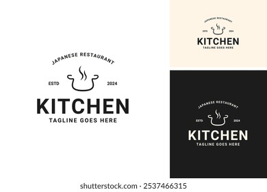 Creative hot pot logo design vector template illustration