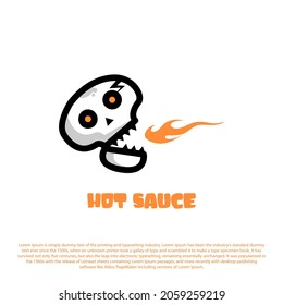 Creative hot sauce logo design vector illustration. skeleton with fire design for brand and restaurant logo
