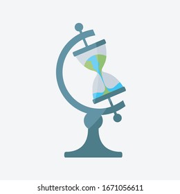 muerte creativa de diseño plano de vidrio de Hourglass. salva al mundo del vector del virus de la corona. peligroso Globo y advertencia de viajar caricatura. Ilustración de tierra infectada. planeta cambiante aislado. concepto coronavirus 