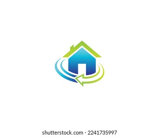 Creative House and Arrow Logo Design Template Vector Icon.
