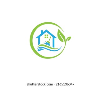 Creative House Cleaning Service Logo Design Vector Concept Template.