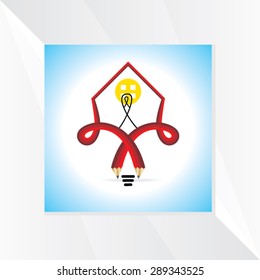 creative house created with pencil idea vector illustration 