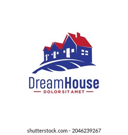 Creative house feather logo design template illustration.