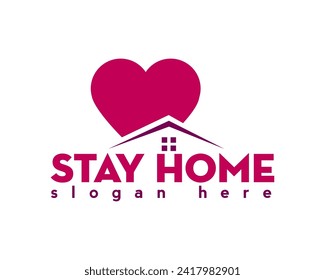 creative house heart logo design template