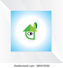 creative house icon with eye vision vector