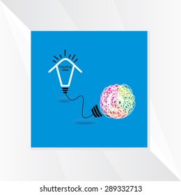 creative house idea connected with colorful bulb concept vector illustration 