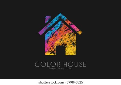 Creative house logo. Color house design. Home logo