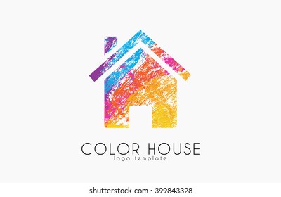 Creative house logo. Color house design. Home logo