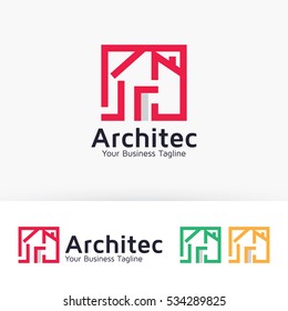 Creative house logo design. Real estate and architect logo template