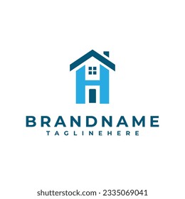 Creative house logo with letter H in center