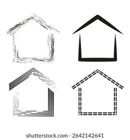 Creative house outline. Abstract vector icon. Minimal shelter shape. Stylized roof element.