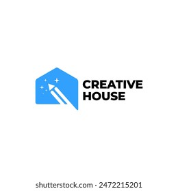 CASA CREATIVA LÁPIZ LOGO ICONO ILUSTRACIÓN