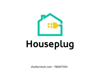 Creative House Plug in Power Installation Vector Logo Symbol Design Illustration