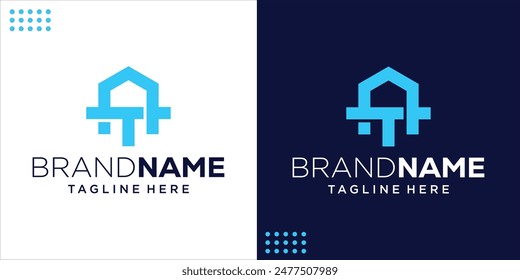 Creative AT House Real Estate Letter Logo, Design Inspiration, Illustration, Vector