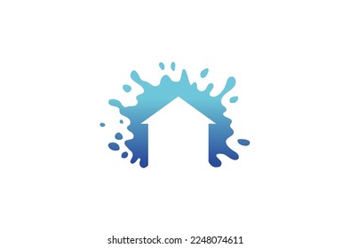 creative house splash wall color paint logo vector design icon symbol illustration