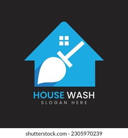 Ilustración vectorial del concepto de diseño del logotipo de lavado de casa creativa.