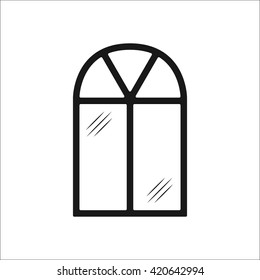 Creative house window design sign  simple icon on background
