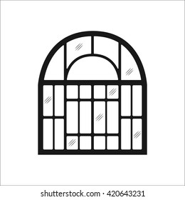Creative house window design sign  simple icon on background
