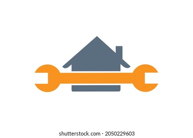 Creative House Wrench Logo Design Symbol Vector Illustration