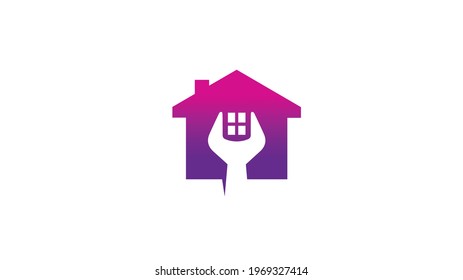 Creative House Wrench Spanner Logo Vector Design