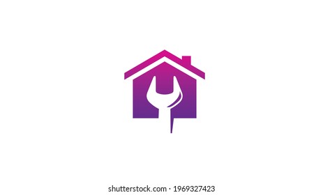 Creative House Wrench Spanner Logo Vector Design