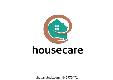 Creative Household Hand Caring Logo Design Illustration