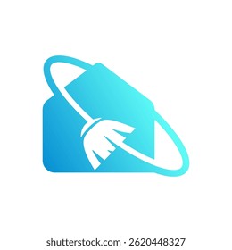 Creative Housekeeping Logo with Stylized Blue Rectangle and White Sweep
