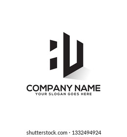 creative HU initial letter logo vector , negative space logo illustration