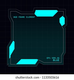 Creative HUD futuristic frame, element for user interface design vector template with Blue theme color