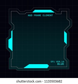 Creative HUD futuristic frame, element for user interface design vector template with Blue theme color