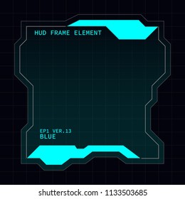 Creative HUD futuristic frame, element for user interface design vector template with Blue theme color