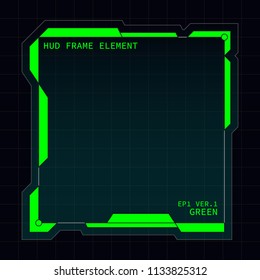 Creative HUD futuristic frame, element for user interface design vector template with Green theme color