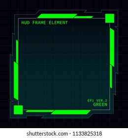 Creative HUD futuristic frame, element for user interface design vector template with Green theme color