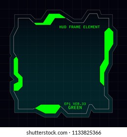 Creative HUD futuristic frame, element for user interface design vector template with Green theme color