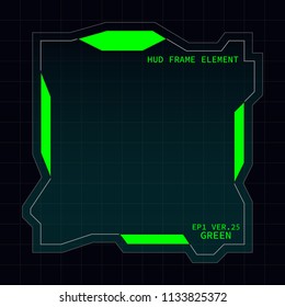 Creative HUD futuristic frame, element for user interface design vector template with Green theme color
