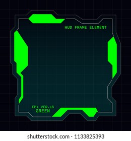 Creative HUD futuristic frame, element for user interface design vector template with Green theme color